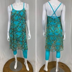 Becoming Apparel Womens Medium Dance Turquoise Leotard Bamboo Mesh Crop Jumpsuit